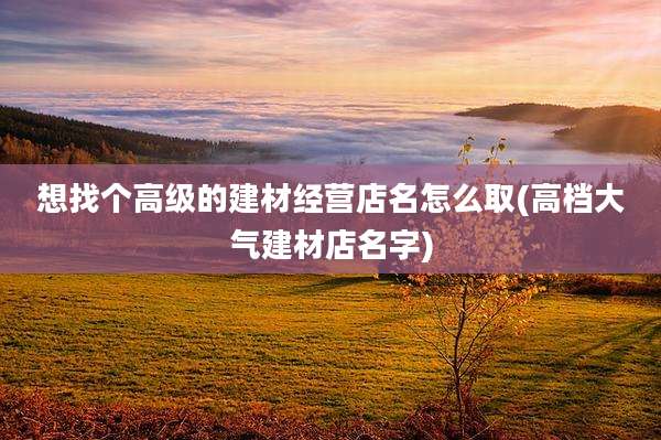 想找个高级的建材经营店名怎么取(高档大气建材店名字)