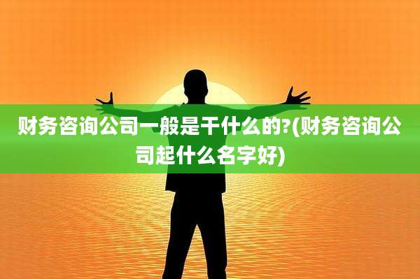 财务咨询公司一般是干什么的?(财务咨询公司起什么名字好)