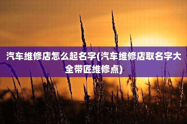 汽车维修店怎么起名字(汽车维修店取名字大全带匠维修点)