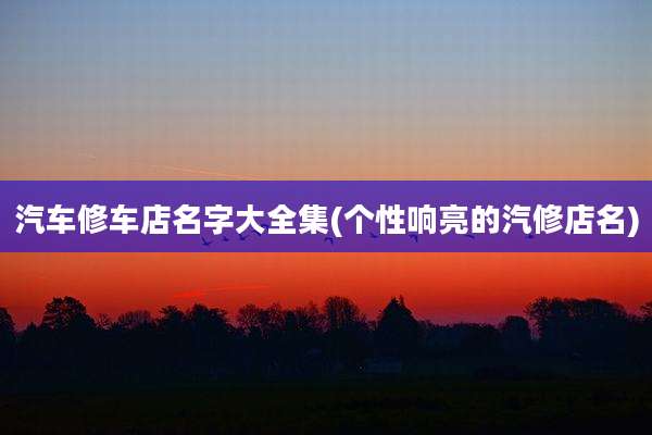 汽车修车店名字大全集(个性响亮的汽修店名)