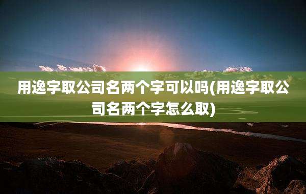 用逸字取公司名两个字可以吗(用逸字取公司名两个字怎么取)