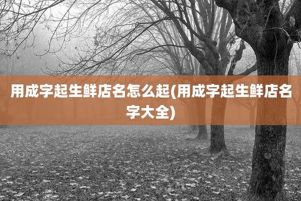 用成字起生鲜店名怎么起(用成字起生鲜店名字大全)