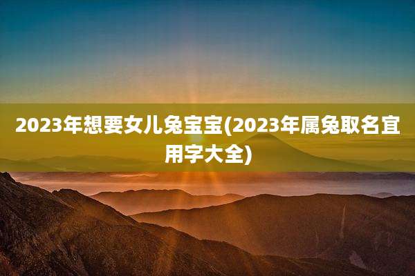 2023年想要女儿兔宝宝(2023年属兔取名宜用字大全)