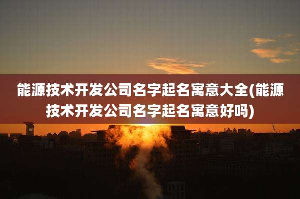 能源技术开发公司名字起名寓意大全(能源技术开发公司名字起名寓意好吗)
