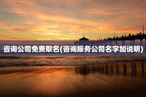 咨询公司免费取名(咨询服务公司名字加说明)