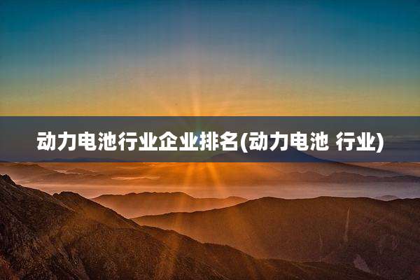 动力电池行业企业排名(动力电池 行业)