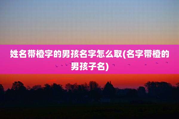 姓名带橙字的男孩名字怎么取(名字带橙的男孩子名)