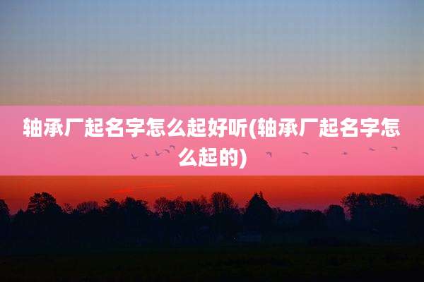 轴承厂起名字怎么起好听(轴承厂起名字怎么起的)