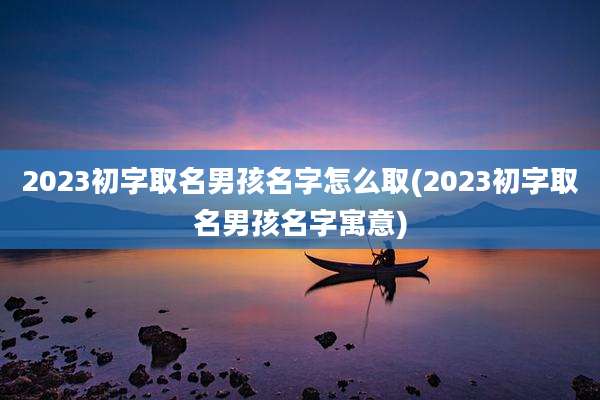 2023初字取名男孩名字怎么取(2023初字取名男孩名字寓意)