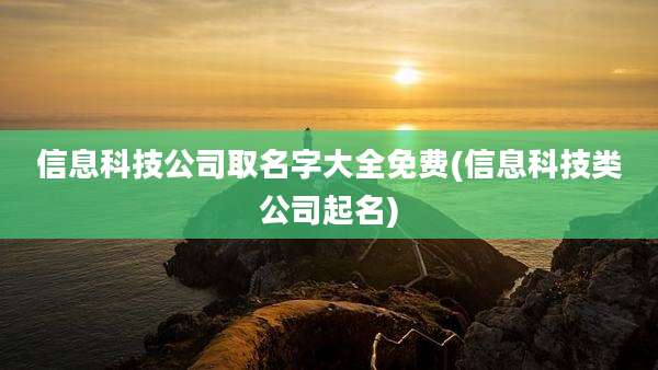 信息科技公司取名字大全免费(信息科技类公司起名)