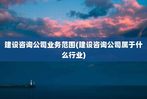 建设咨询公司业务范围(建设咨询公司属于什么行业)