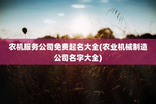 农机服务公司免费起名大全(农业机械制造公司名字大全)