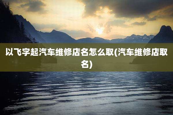 以飞字起汽车维修店名怎么取(汽车维修店取名)
