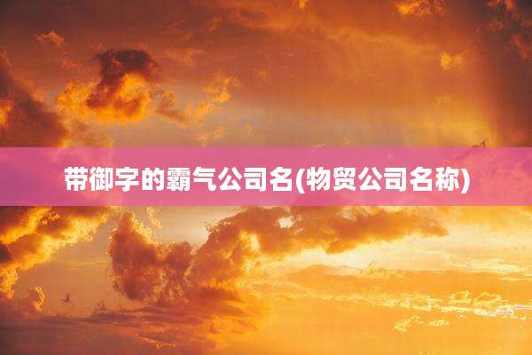 带御字的霸气公司名(物贸公司名称)