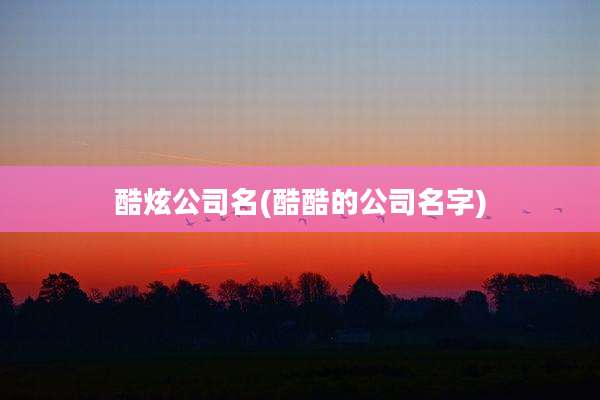 酷炫公司名(酷酷的公司名字)