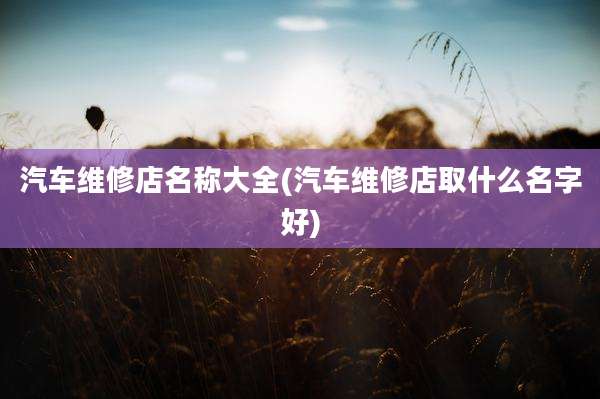 汽车维修店名称大全(汽车维修店取什么名字好)
