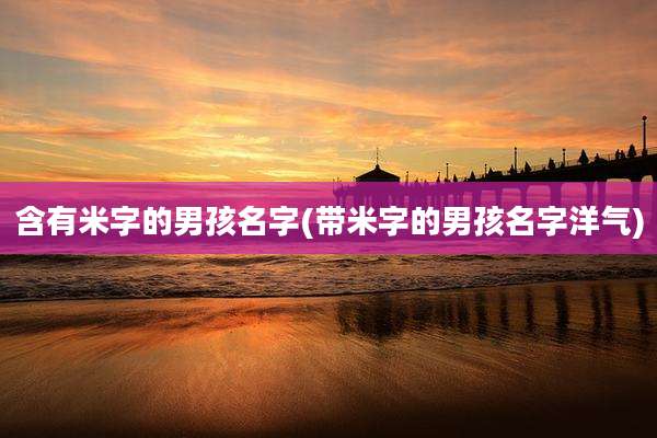 含有米字的男孩名字(带米字的男孩名字洋气)
