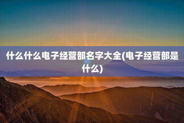 什么什么电子经营部名字大全(电子经营部是什么)