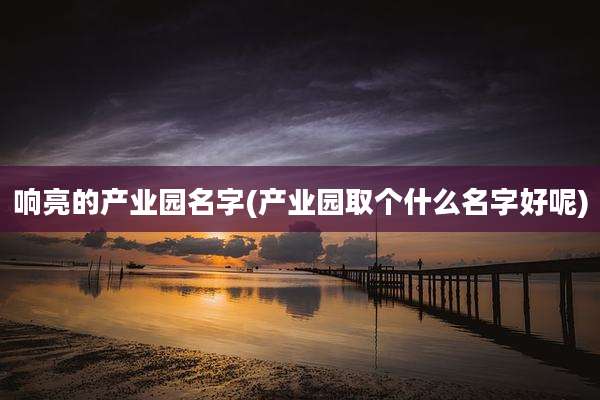 响亮的产业园名字(产业园取个什么名字好呢)