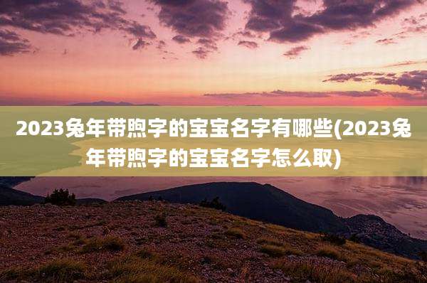 2023兔年带煦字的宝宝名字有哪些(2023兔年带煦字的宝宝名字怎么取)