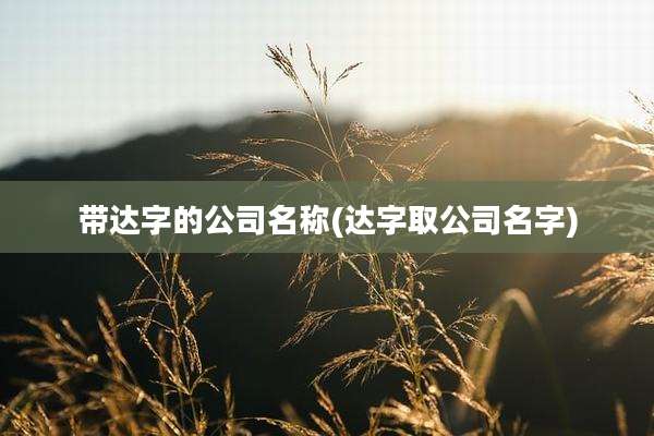 带达字的公司名称(达字取公司名字)