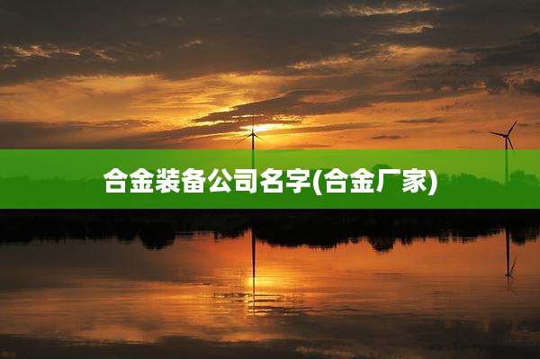 合金装备公司名字(合金厂家)