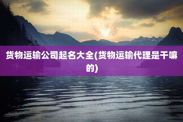 货物运输公司起名大全(货物运输代理是干嘛的)