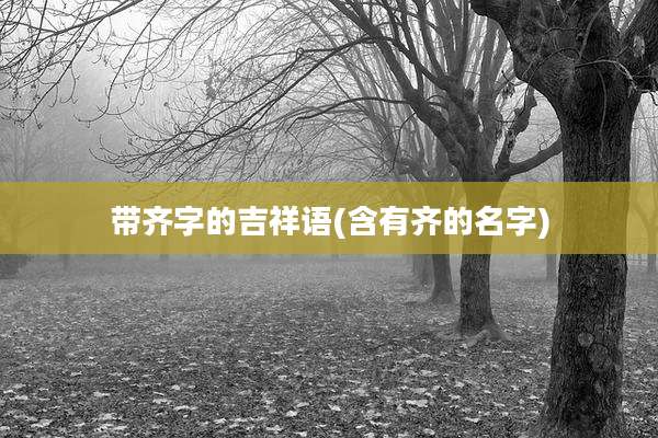带齐字的吉祥语(含有齐的名字)