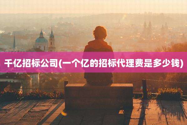 千亿招标公司(一个亿的招标代理费是多少钱)