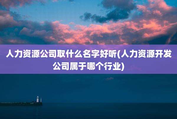 人力资源公司取什么名字好听(人力资源开发公司属于哪个行业)