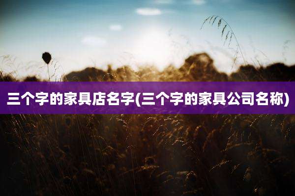 三个字的家具店名字(三个字的家具公司名称)