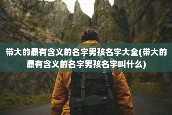 带大的最有含义的名字男孩名字大全(带大的最有含义的名字男孩名字叫什么)