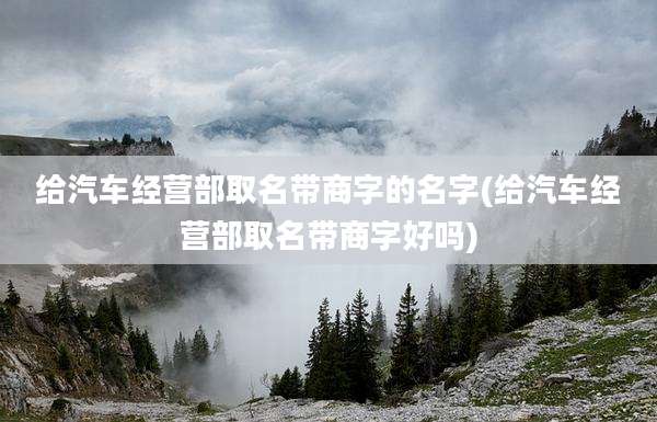 给汽车经营部取名带商字的名字(给汽车经营部取名带商字好吗)