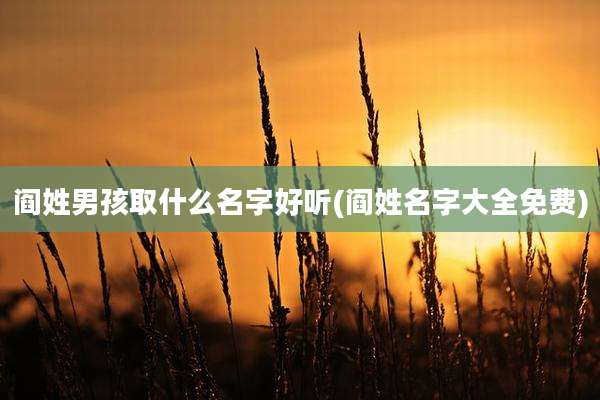 阎姓男孩取什么名字好听(阎姓名字大全免费)