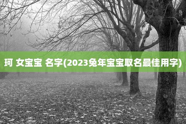 珂 女宝宝 名字(2023兔年宝宝取名最佳用字)