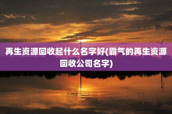 再生资源回收起什么名字好(霸气的再生资源回收公司名字)