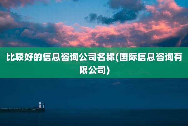 比较好的信息咨询公司名称(国际信息咨询有限公司)