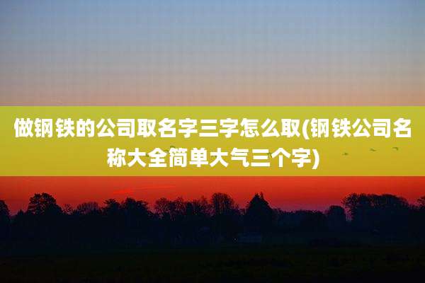 做钢铁的公司取名字三字怎么取(钢铁公司名称大全简单大气三个字)