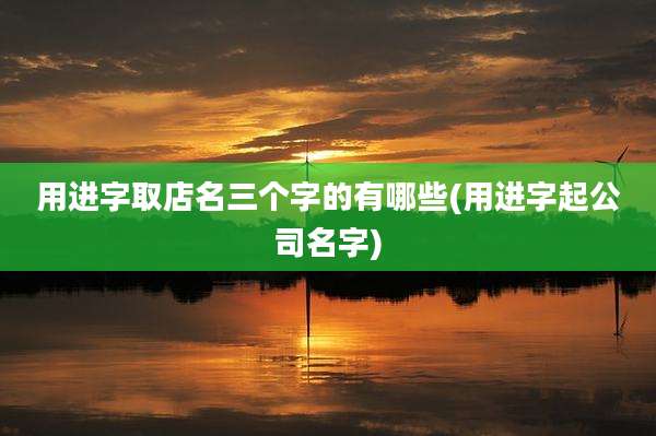 用进字取店名三个字的有哪些(用进字起公司名字)
