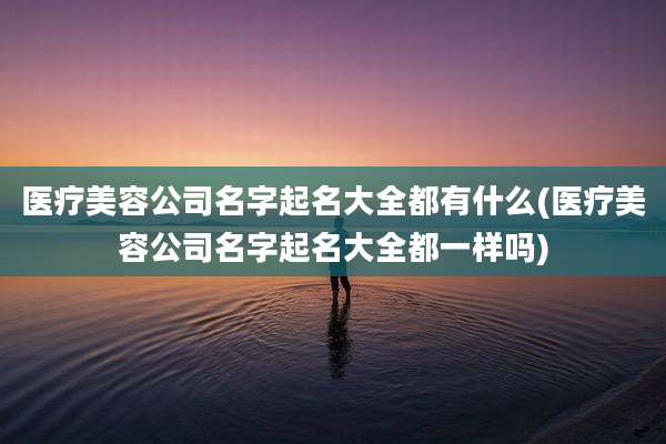 医疗美容公司名字起名大全都有什么(医疗美容公司名字起名大全都一样吗)