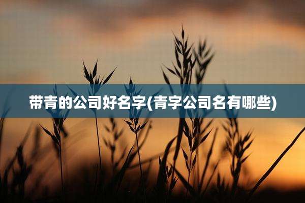 带青的公司好名字(青字公司名有哪些)