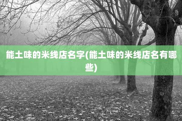 能土味的米线店名字(能土味的米线店名有哪些)