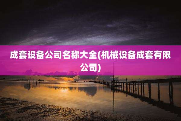 成套设备公司名称大全(机械设备成套有限公司)