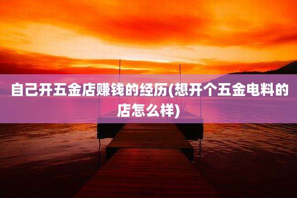 自己开五金店赚钱的经历(想开个五金电料的店怎么样)