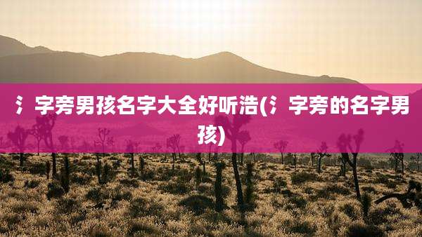 氵字旁男孩名字大全好听浩(氵字旁的名字男孩)