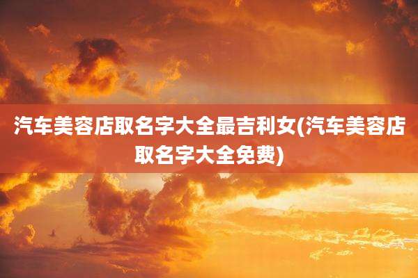 汽车美容店取名字大全最吉利女(汽车美容店取名字大全免费)