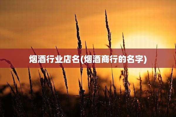 烟酒行业店名(烟酒商行的名字)