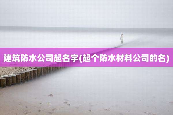 建筑防水公司起名字(起个防水材料公司的名)