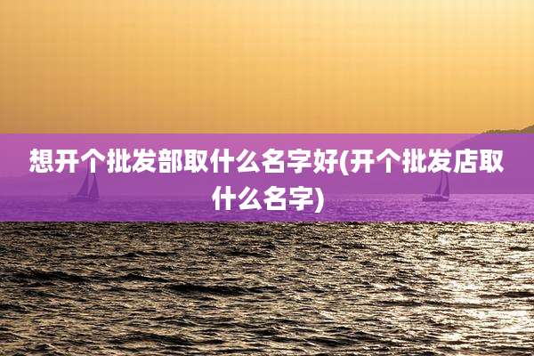 想开个批发部取什么名字好(开个批发店取什么名字)