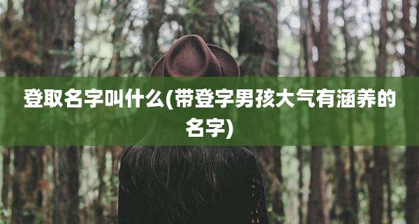 登取名字叫什么(带登字男孩大气有涵养的名字)